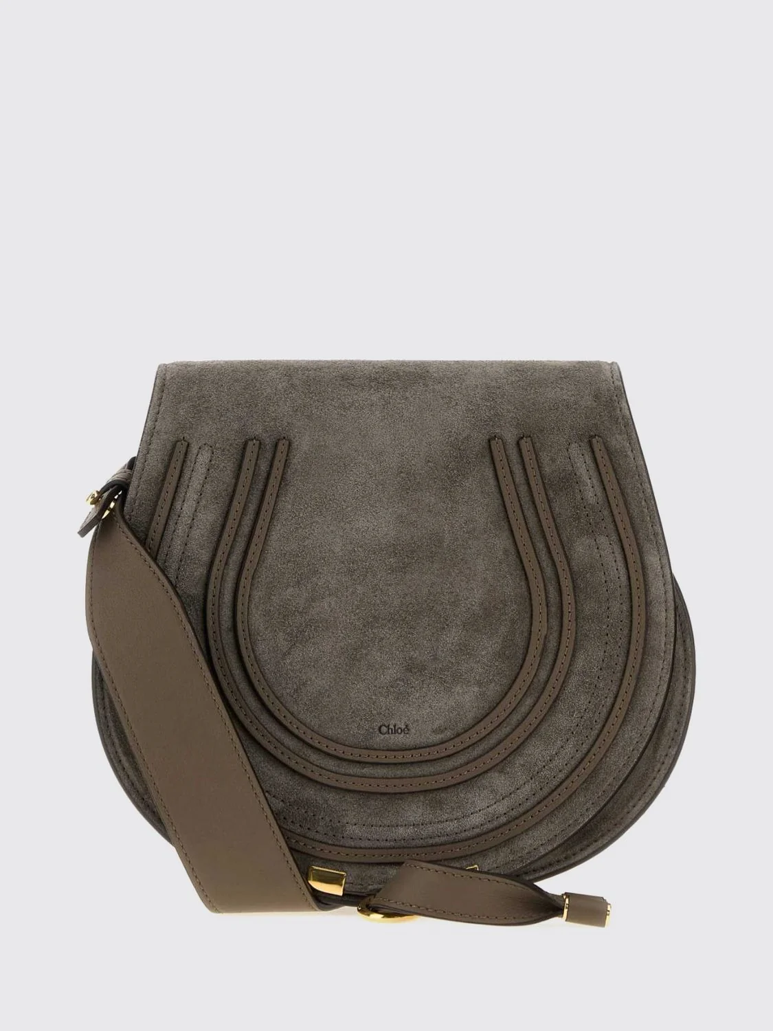 marcie mini crossbody bag chloé in suede calfskin with flap closure