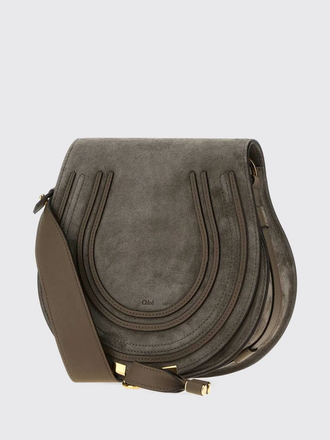marcie mini crossbody bag chloé in suede calfskin with flap closure