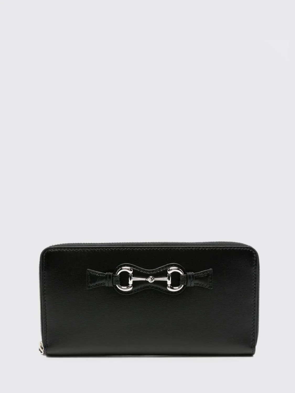horsebit continental wallet in calfskin leather with zip closure