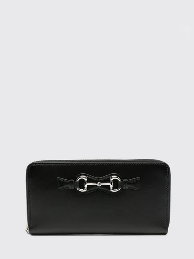 horsebit continental wallet in calfskin leather with zip closure
