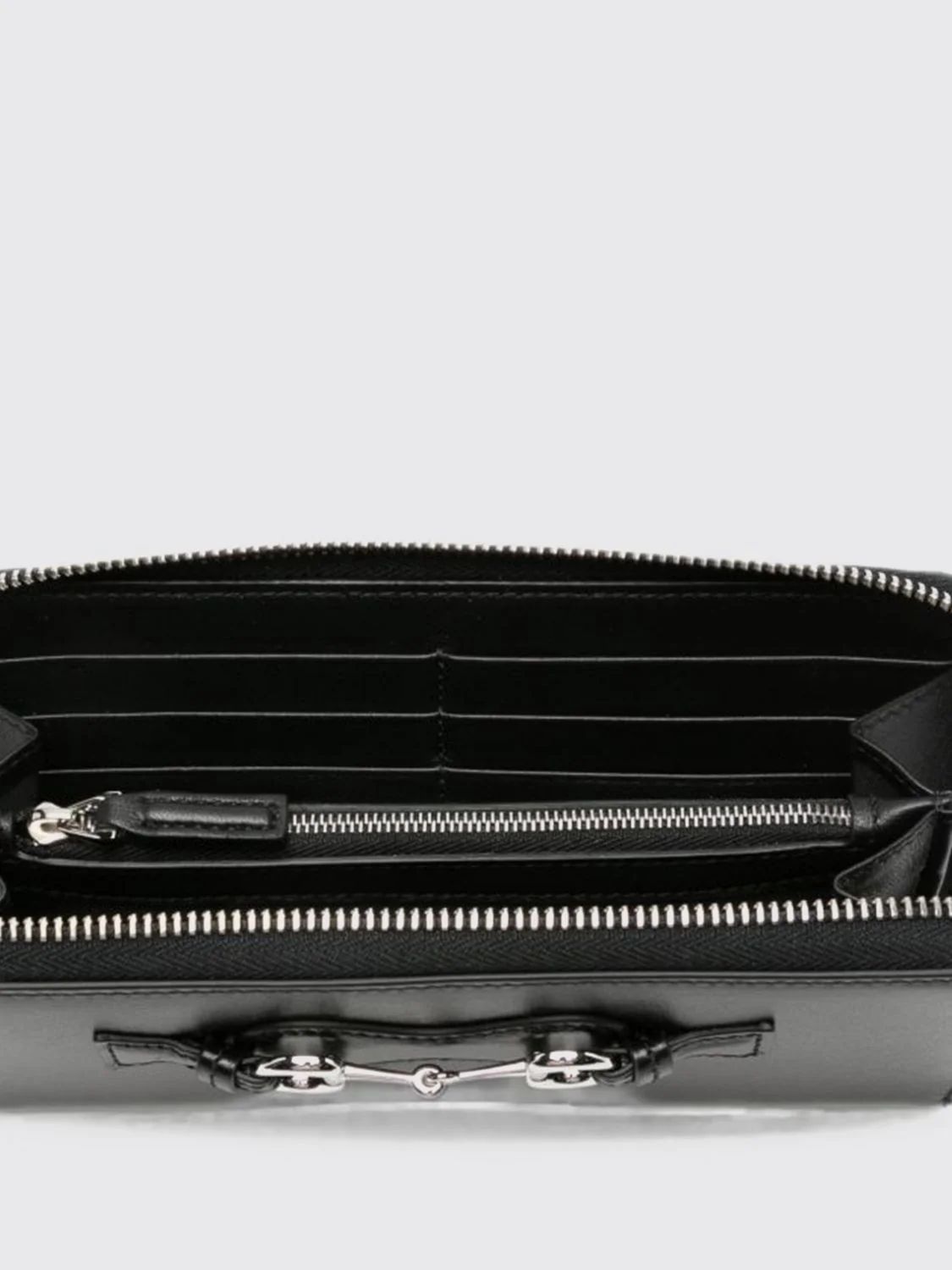horsebit continental wallet in calfskin leather with zip closure