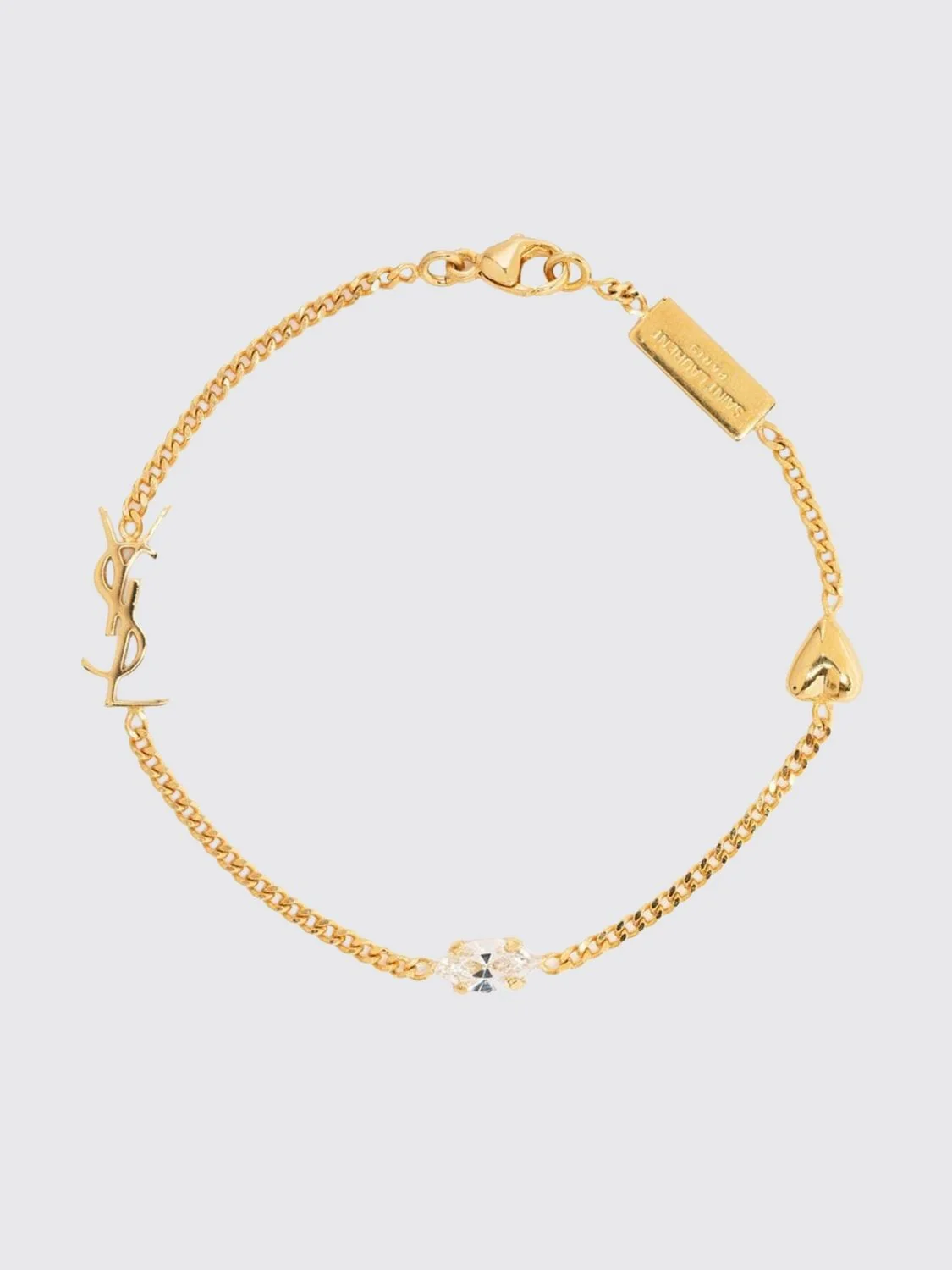 SAINT LAURENT S opyum brass bracelet with ysl monogram and crystals