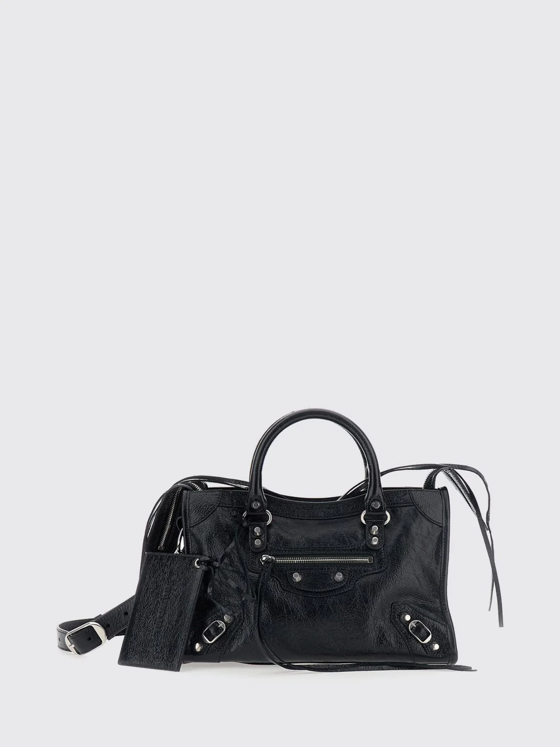 BALENCIAGA OS le city studded arena lambskin handbag with shoulder strap