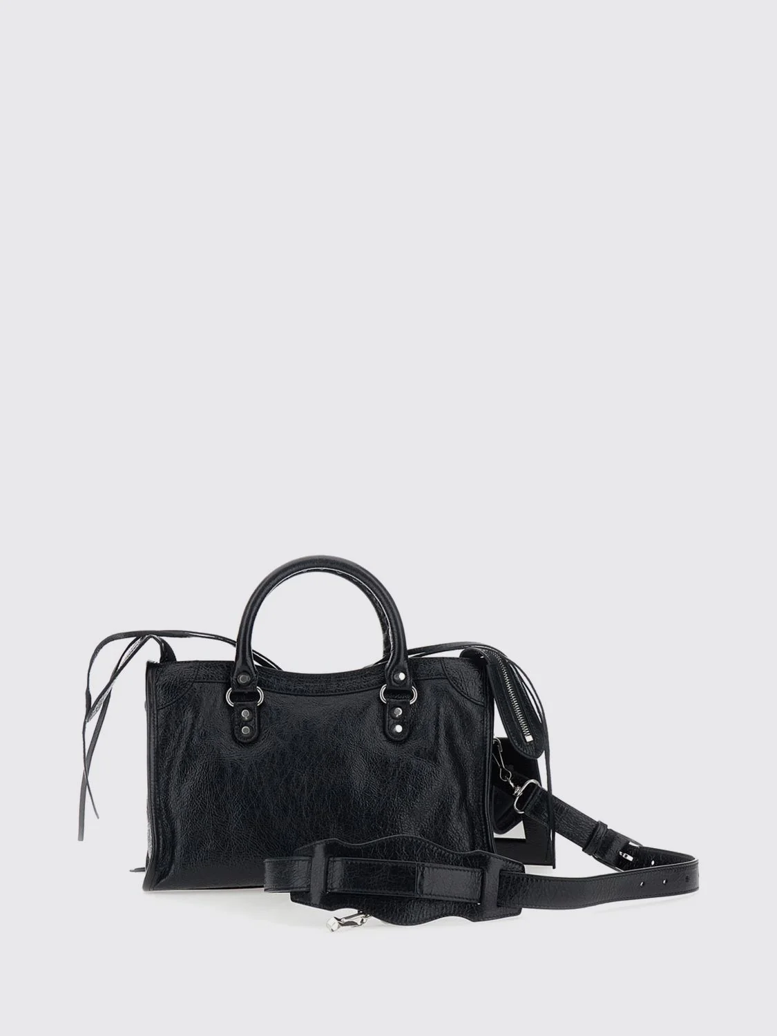 BALENCIAGA OS le city studded arena lambskin handbag with shoulder strap