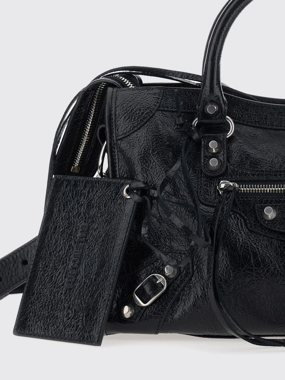 le city studded arena lambskin handbag with shoulder strap