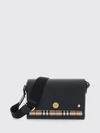 note check coated cotton crossbody bag with leather details