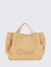 clover large linen and cotton tote bag chloé with jacquard logo