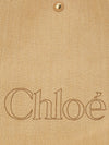 clover large linen and cotton tote bag chloé with jacquard logo