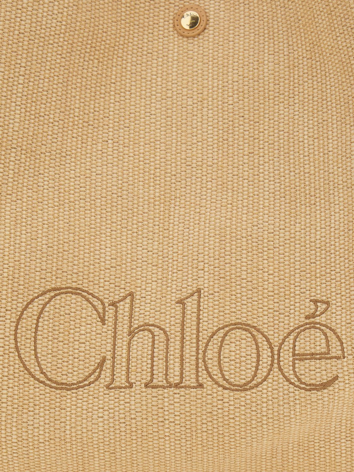 clover large linen and cotton tote bag chloé with jacquard logo