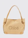 clover linen and cotton shoulder bag chloé with jacquard logo