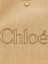 clover linen and cotton shoulder bag chloé with jacquard logo