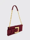 anthem suede shoulder bag with logo buckle and chain strap