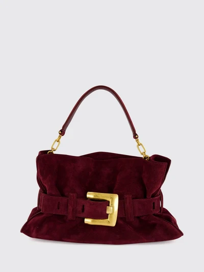 anthem ruched suede calfskin shoulder bag with buckle detail