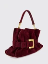 anthem ruched suede calfskin shoulder bag with buckle detail