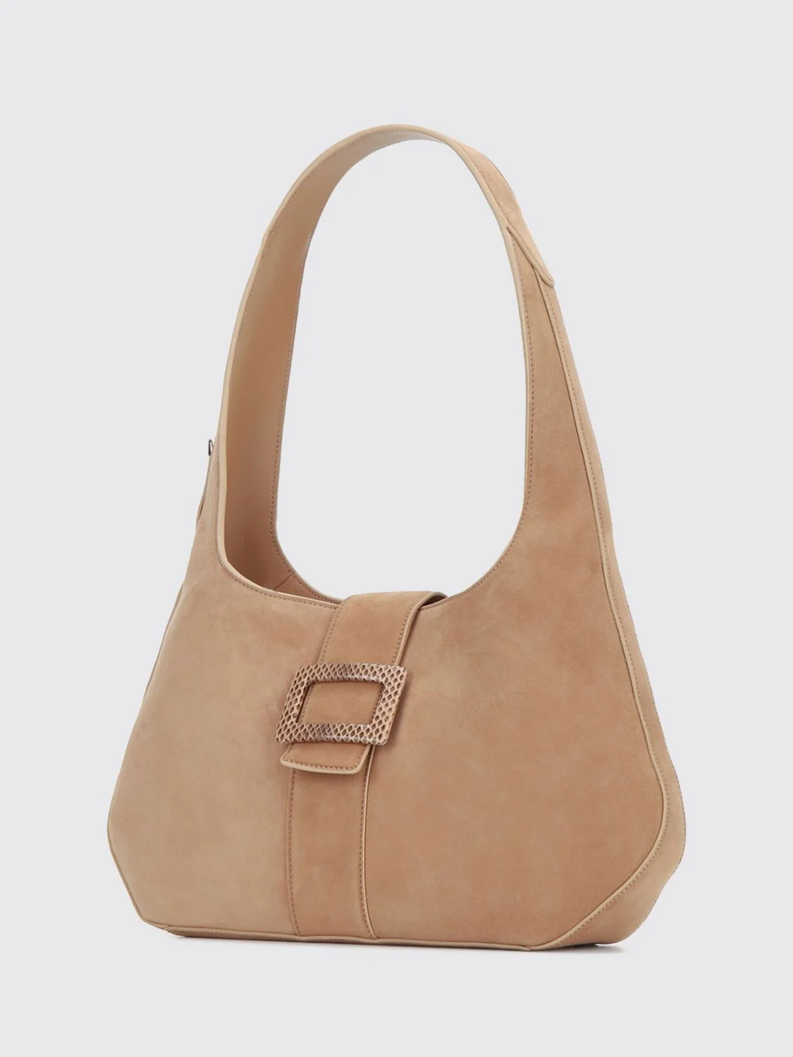 belle vivier suede hobo bag with engraved plaque