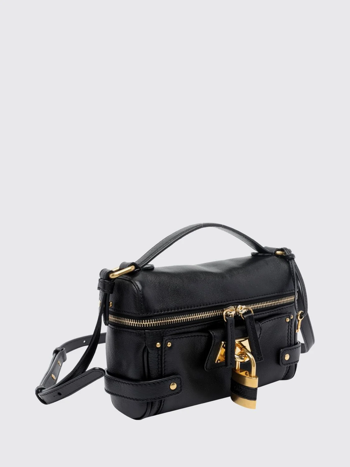 paddington mini chloé smooth leather handbag with padlock and strap