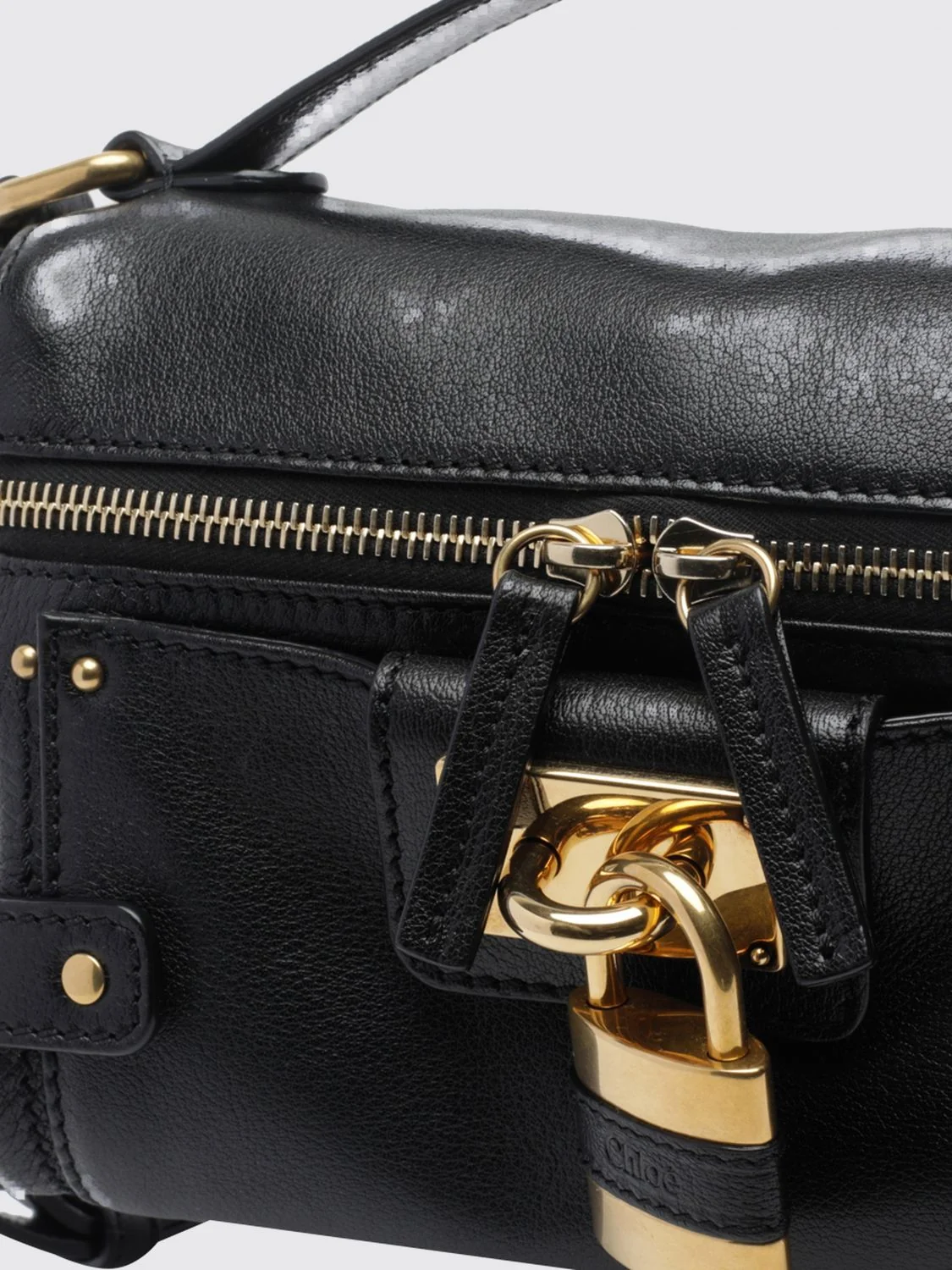 paddington mini chloé smooth leather handbag with padlock and strap