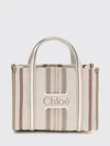 woody loop chloé multicoloured stripe canvas handbag with embroidered logo