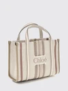 woody loop chloé multicoloured stripe canvas handbag with embroidered logo