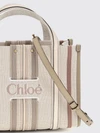 woody loop chloé multicoloured stripe canvas handbag with embroidered logo