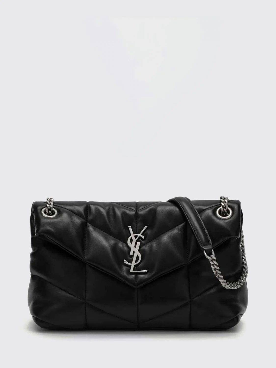 SAINT LAURENT OS small puffer shoulder bag in matelassé leather with ysl logo