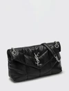 small puffer shoulder bag in matelassé leather with ysl logo