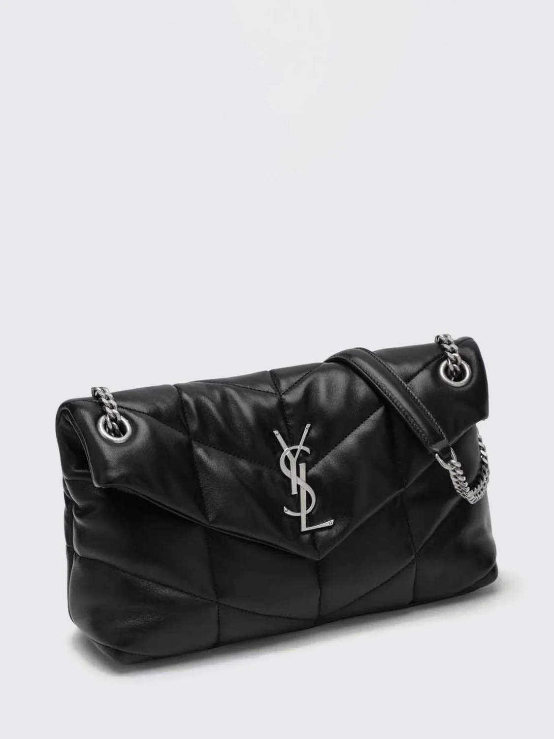 small puffer shoulder bag in matelassé leather with ysl logo