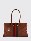 calfskin leather shoulder bag with horsebit detail and web stripe