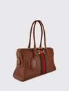 calfskin leather shoulder bag with horsebit detail and web stripe