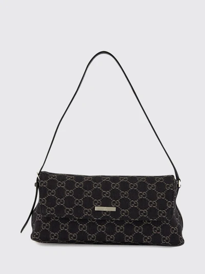 madison denim shoulder bag with gg monogram and adjustable handle
