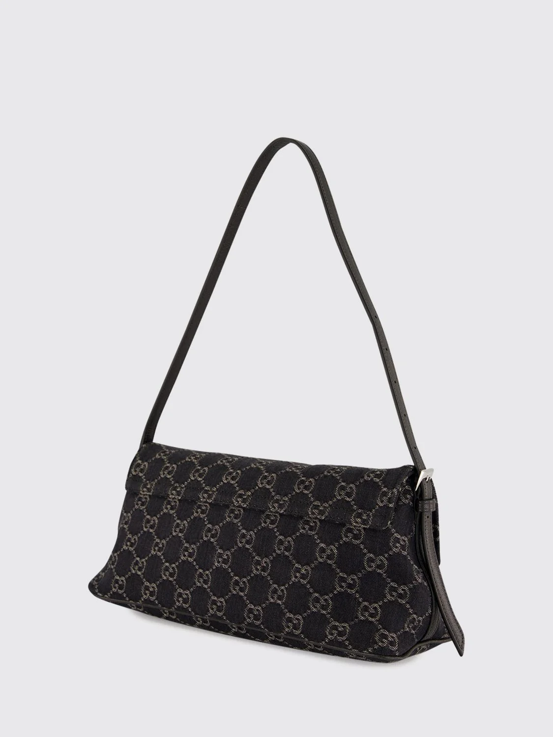 GUCCI OS madison denim shoulder bag with gg monogram and adjustable handle