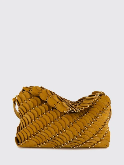 scallop suede and leather shoulder bag with metallic ring