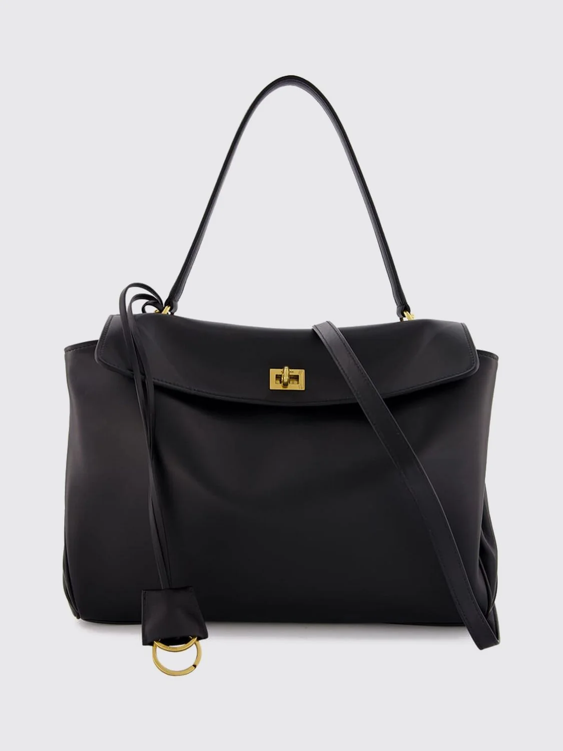 large rodeo shoulder bag in calfskin with turn-lock closure