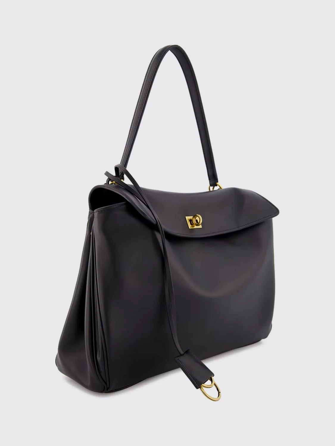 large rodeo shoulder bag in calfskin with turn-lock closure