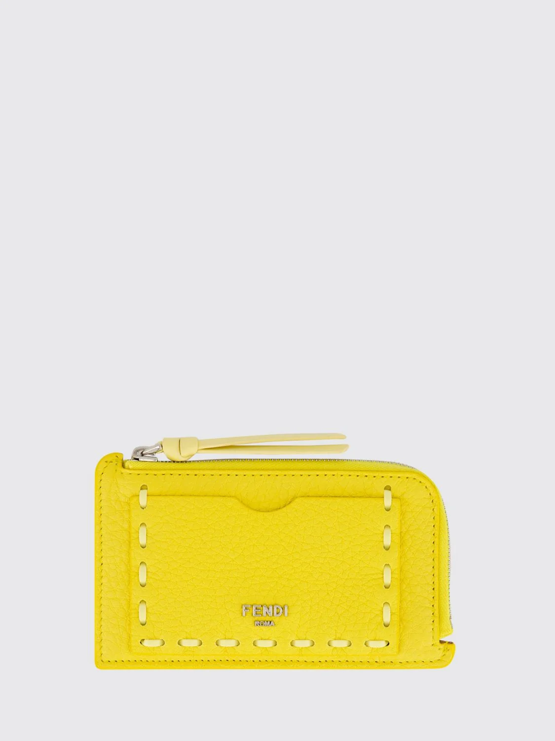FENDI OS peekaboo calfskin leather card holder with zip and logo