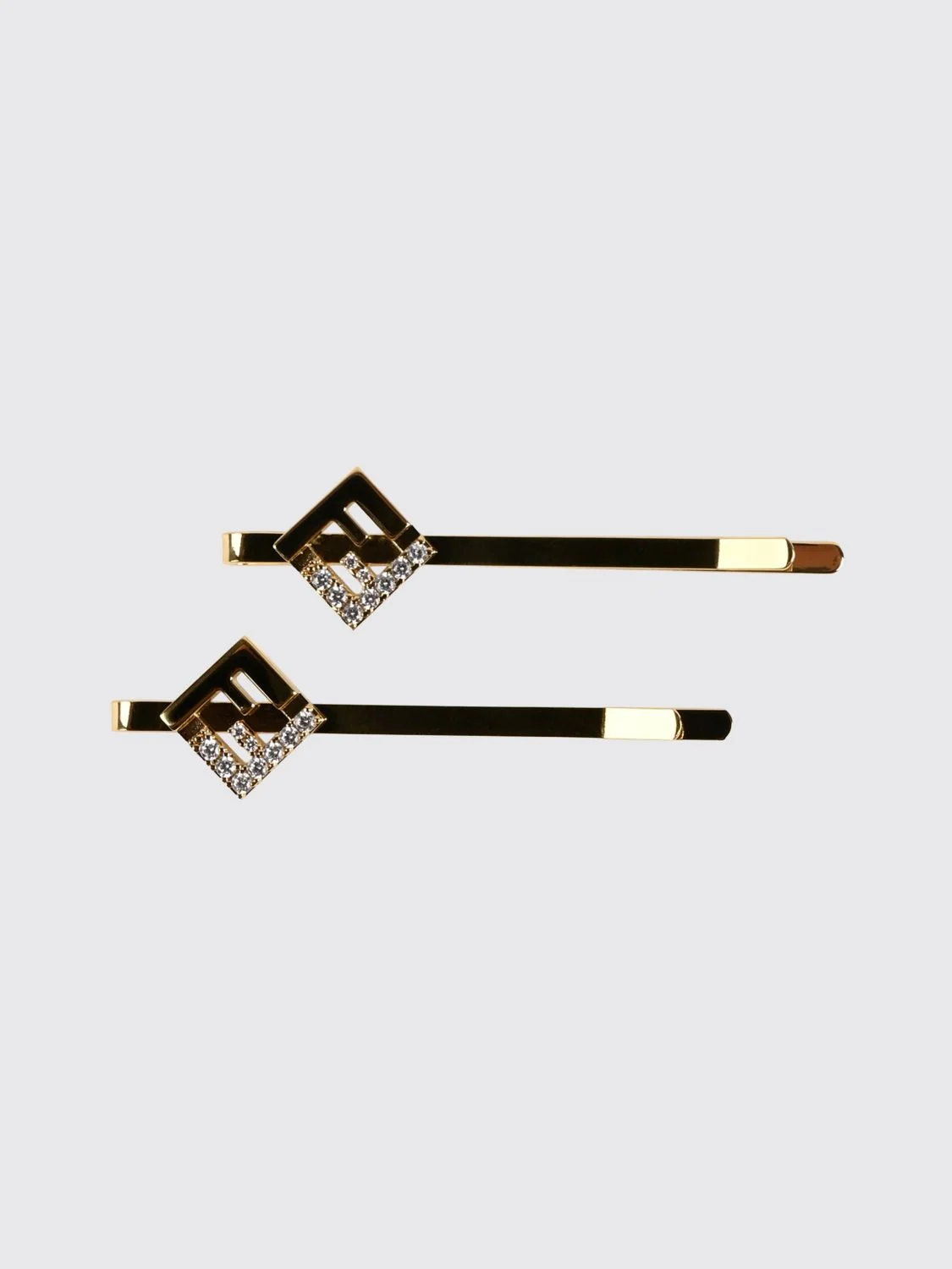 FENDI OS ff monogram hair clip in gold-tone brass with rhinestones