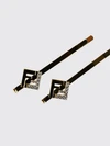 ff monogram hair clip in gold-tone brass with rhinestones