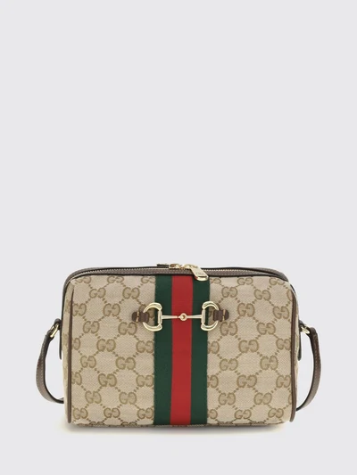 horsebit mini crossbody bag in gg supreme fabric and web stripe