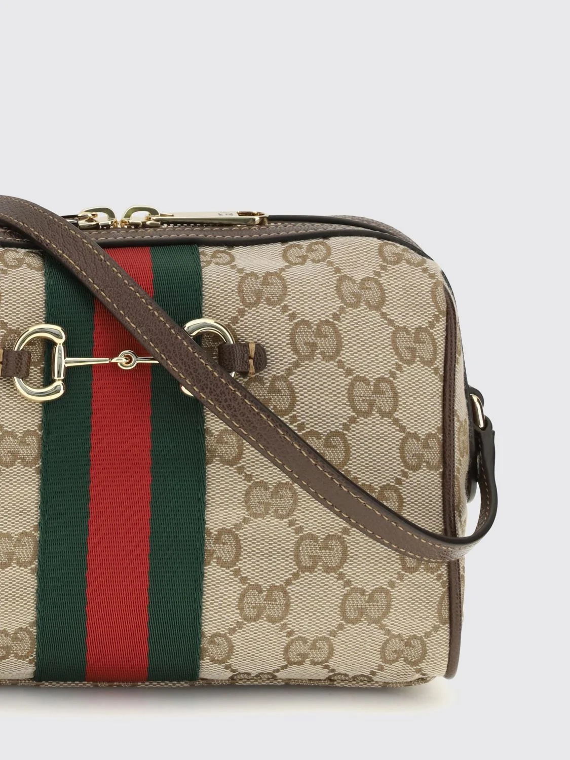 horsebit mini crossbody bag in gg supreme fabric and web stripe