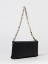 maykimay satin shoulder bag with rhinestone logo and metallic handle