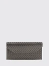 small intrecciato woven calfskin leather clutch with removable strap
