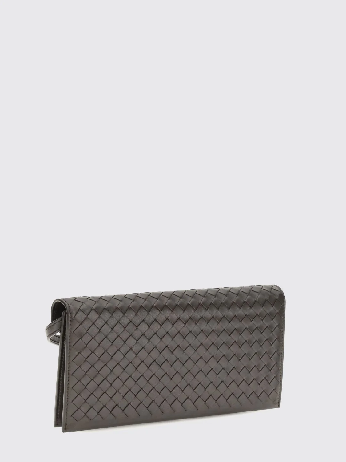 BOTTEGA VENETA OS small intrecciato woven calfskin leather clutch with removable strap