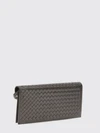 small intrecciato woven calfskin leather clutch with removable strap
