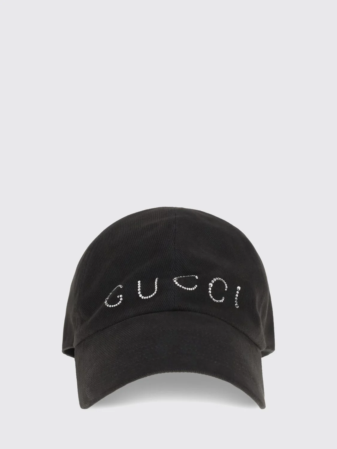 GUCCI L cotton twill baseball cap with rhinestone logo and rigid visor
