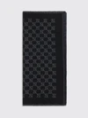 jacquard gg monogram merino wool scarf with fringed hem