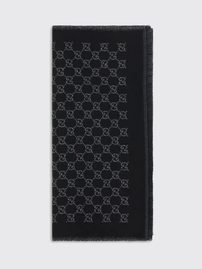 jacquard gg monogram merino wool scarf with fringed hem