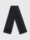 jacquard gg monogram merino wool scarf with fringed hem