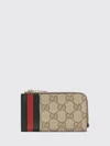 gg supreme canvas wallet with web stripe and zip closure