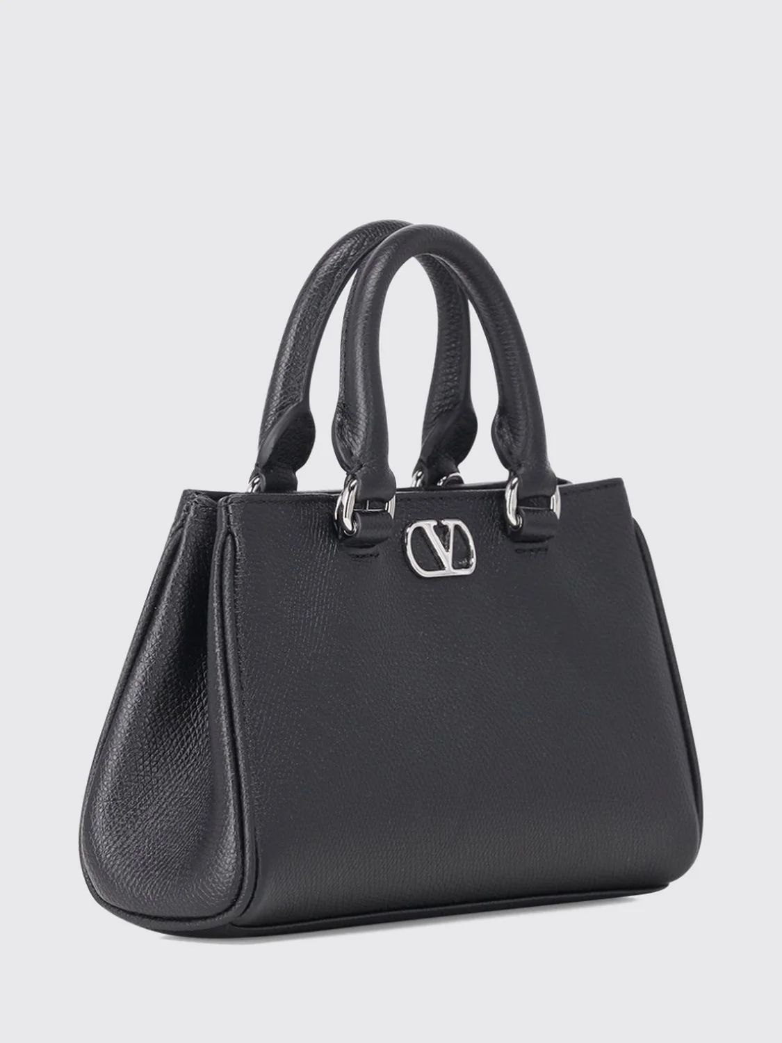 vlogo signature grained calfskin leather handbag