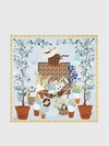 gardening floral and ff monogram print silk foulard